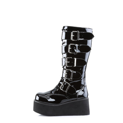 TRASHVILLE-518 3 1/4" PF Goth Punk Pat Knee BT 5 Buckled W/ Zipper
