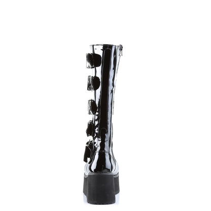 TRASHVILLE-518 3 1/4" PF Goth Punk Pat Knee BT 5 Buckled W/ Zipper