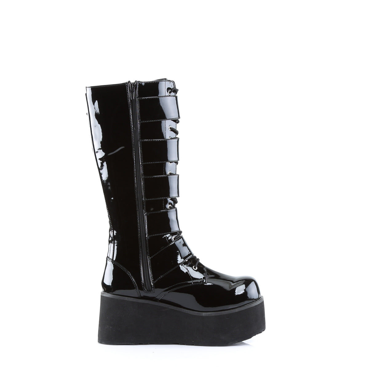TRASHVILLE-518 3 1/4" PF Goth Punk Pat Knee BT 5 Buckled W/ Zipper