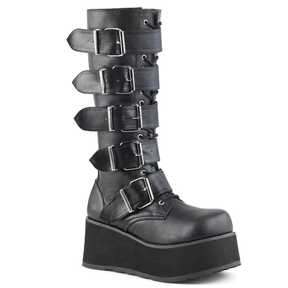 TRASHVILLE-518 3 1/4" PF Goth Punk Pat Knee BT 5 Buckled W/ Zipper