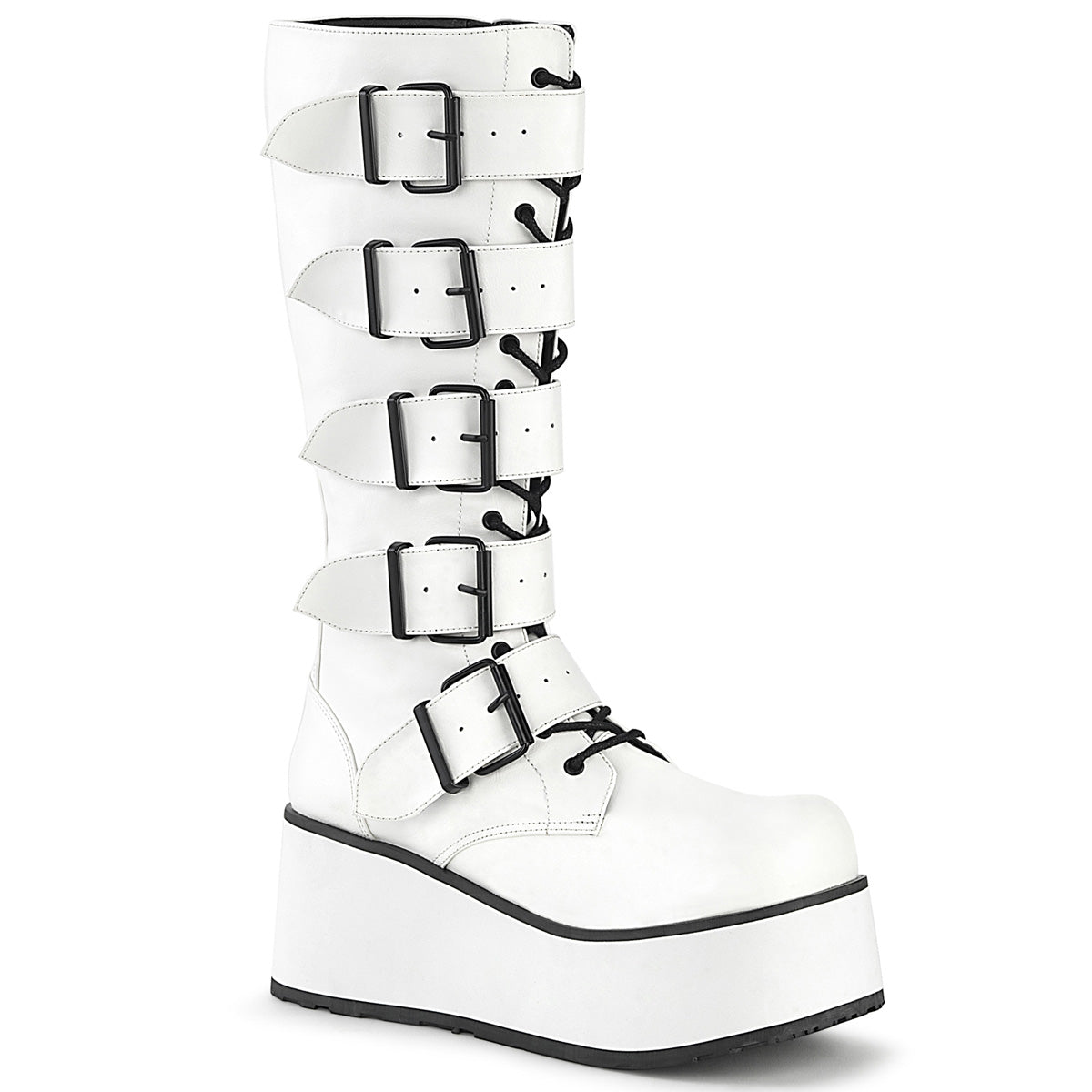 TRASHVILLE-518 3 1/4" PF Goth Punk Knee BT 5 Buckled W/ Zipper