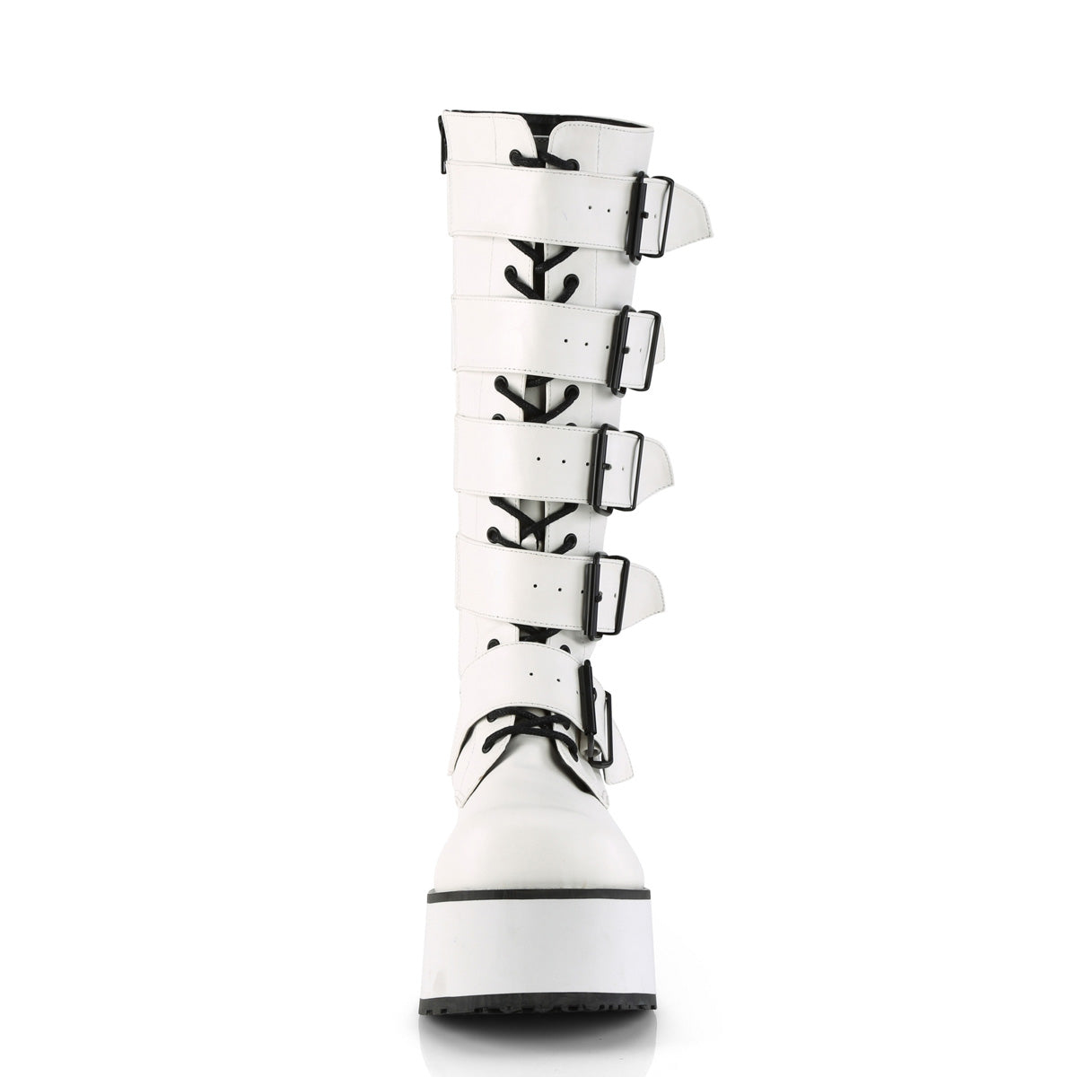 TRASHVILLE-518 3 1/4" PF Goth Punk Knee BT 5 Buckled W/ Zipper