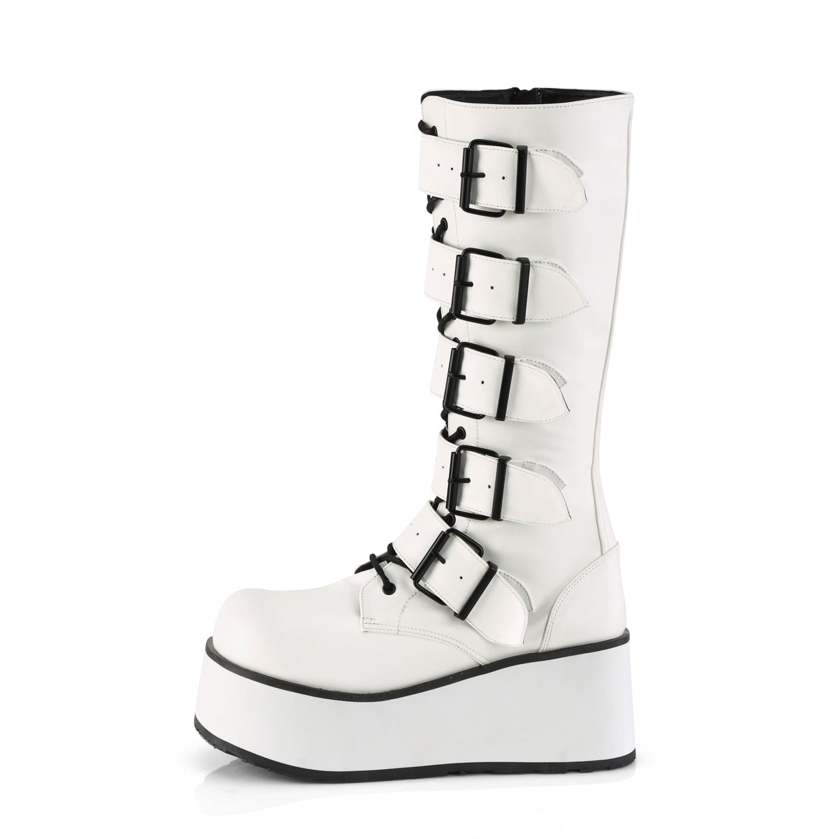 TRASHVILLE-518 3 1/4" PF Goth Punk Knee BT 5 Buckled W/ Zipper