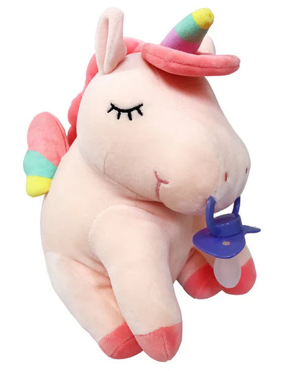 Pacifier Stuffie Animal Plush Kiss The Unicorn Pacifier Holder