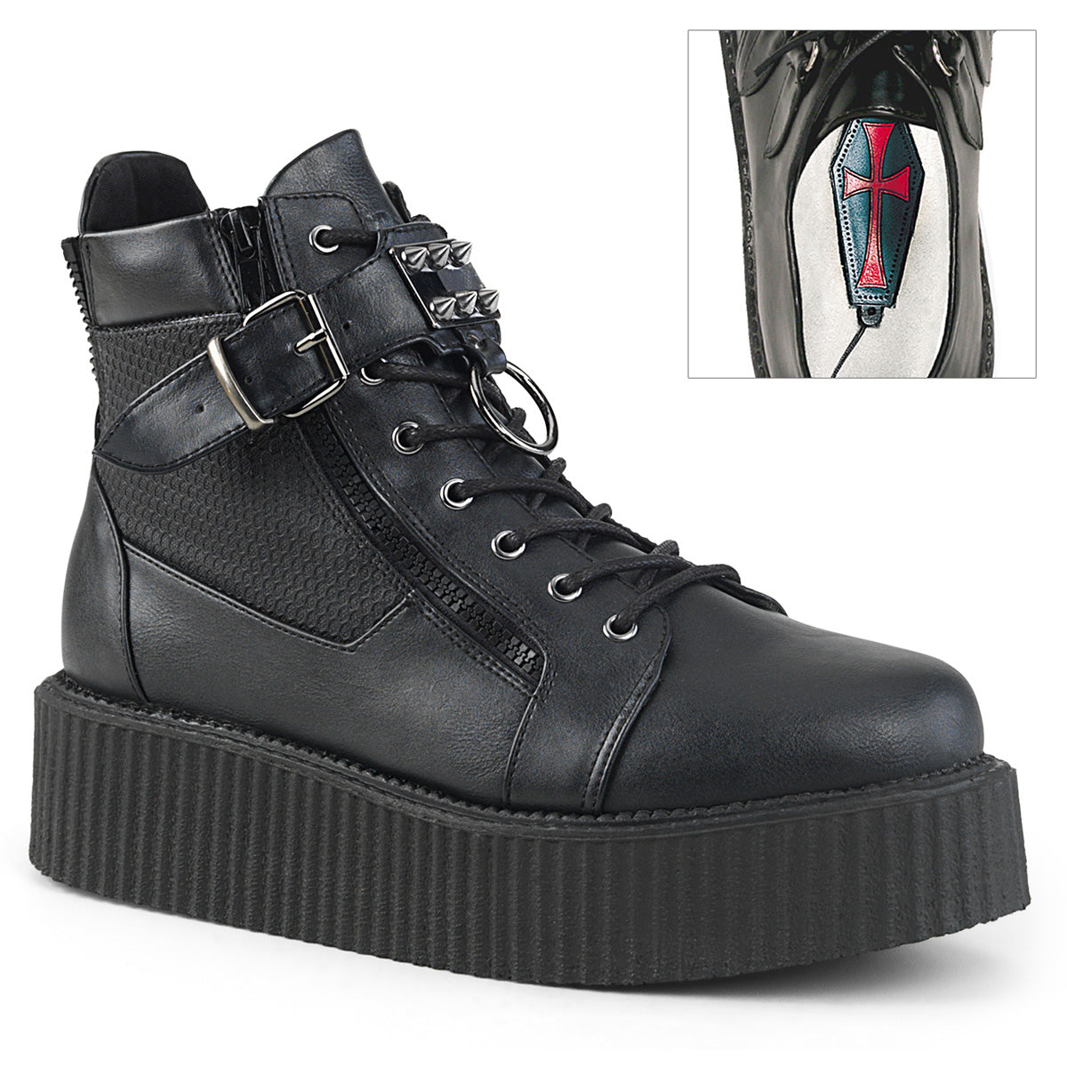 V-CREEPER-566 2" PF Oxford Creeper Bootie, Inner & Outer Side Zip