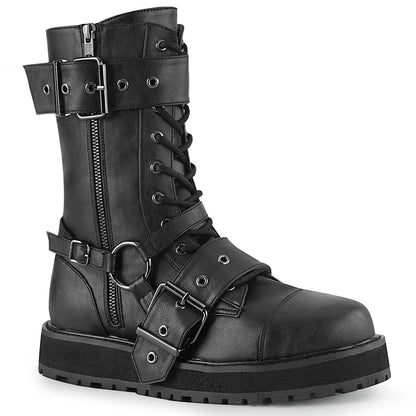 VALOR-220 1 1/2" Platform Lace-Up Mid-Calf Boot, Side Zip