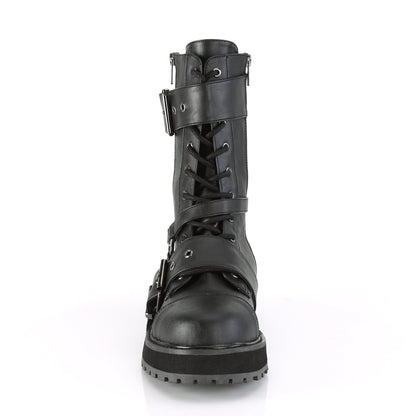 VALOR-220 1 1/2" Platform Lace-Up Mid-Calf Boot, Side Zip