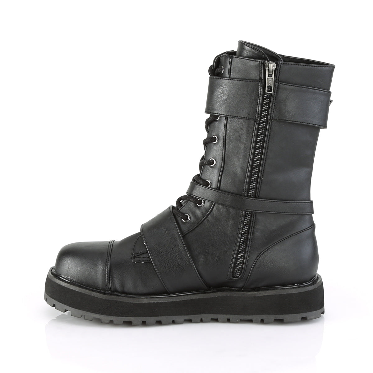 VALOR-220 1 1/2" Platform Lace-Up Mid-Calf Boot, Side Zip