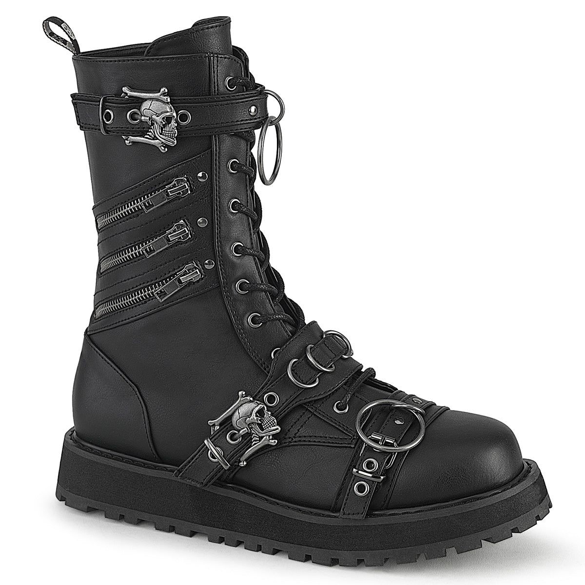 VALOR-240 1 1/2" Platform Lace-Up Front Calf Boot, Side Zip