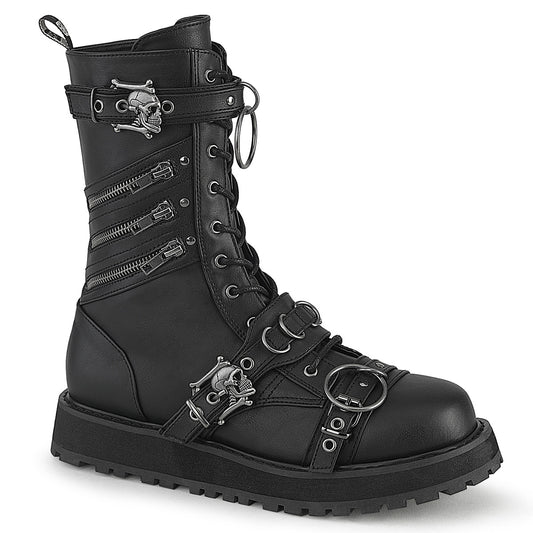 VALOR-240 1 1/2" Platform Lace-Up Front Calf Boot, Side Zip