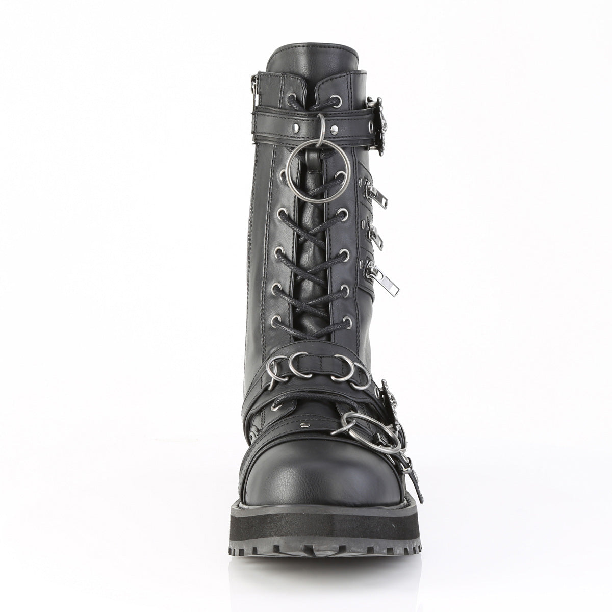 VALOR-240 1 1/2" Platform Lace-Up Front Calf Boot, Side Zip