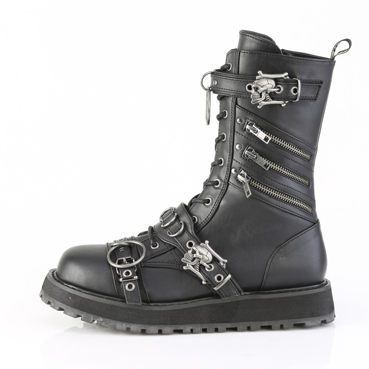 VALOR-240 1 1/2" Platform Lace-Up Front Calf Boot, Side Zip