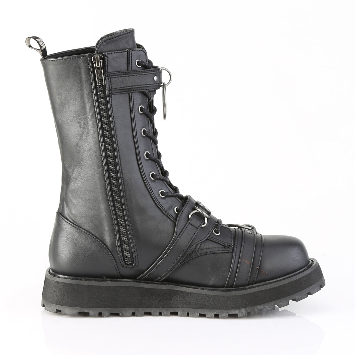 VALOR-240 1 1/2" Platform Lace-Up Front Calf Boot, Side Zip