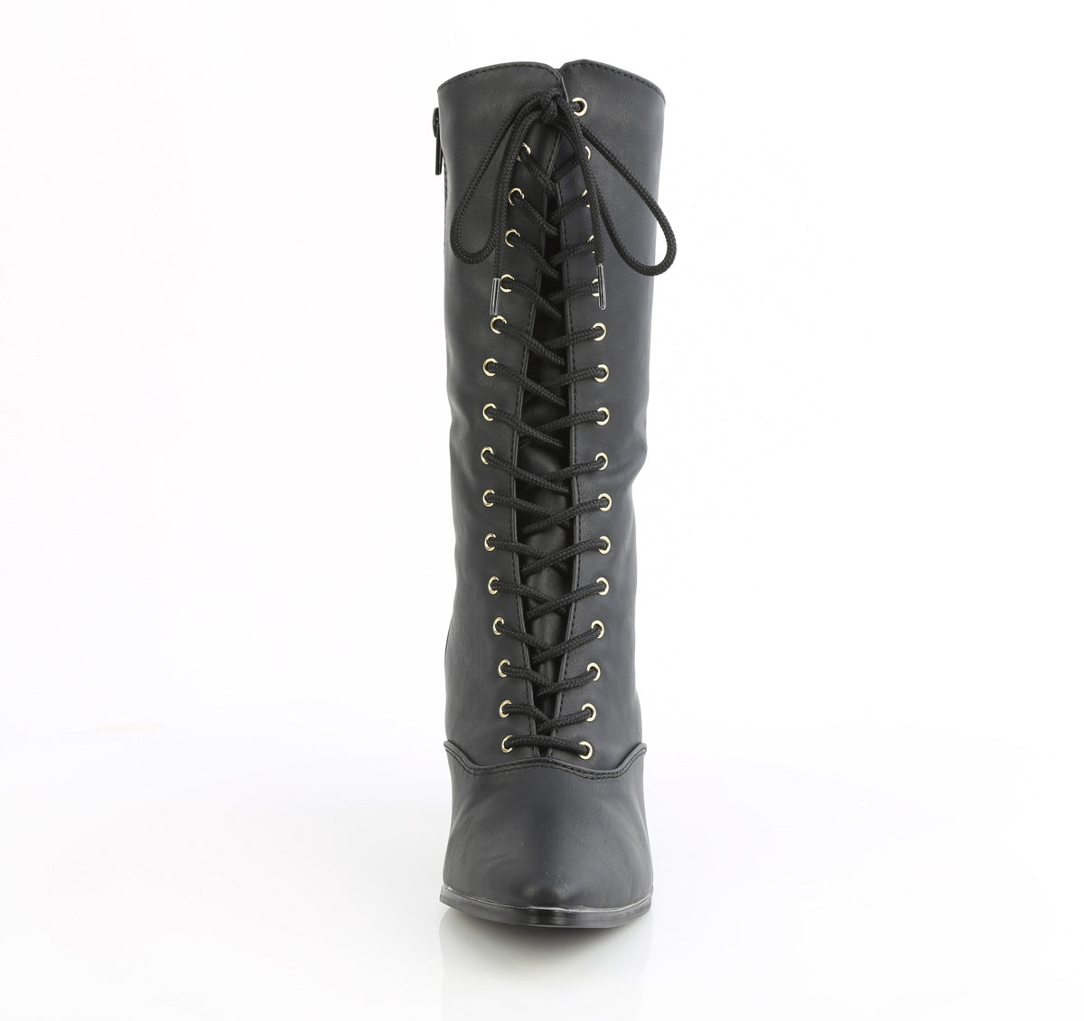 VICTORIAN-120 2 3/4" Heel Front Lace Up Mid Calf Boot w/Inner Side Zip