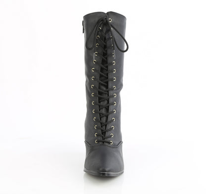 VICTORIAN-120 2 3/4" Heel Front Lace Up Mid Calf Boot w/Inner Side Zip
