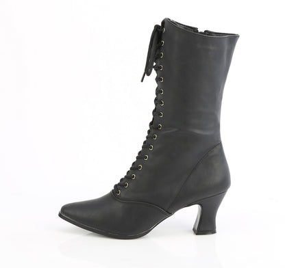 VICTORIAN-120 2 3/4" Heel Front Lace Up Mid Calf Boot w/Inner Side Zip