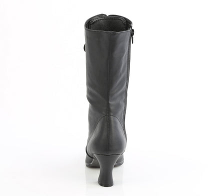 VICTORIAN-120 2 3/4" Heel Front Lace Up Mid Calf Boot w/Inner Side Zip