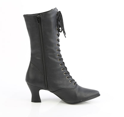 VICTORIAN-120 2 3/4" Heel Front Lace Up Mid Calf Boot w/Inner Side Zip