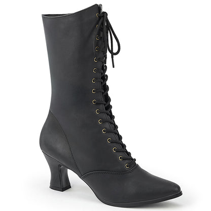 VICTORIAN-120 2 3/4" Heel Front Lace Up Mid Calf Boot w/Inner Side Zip