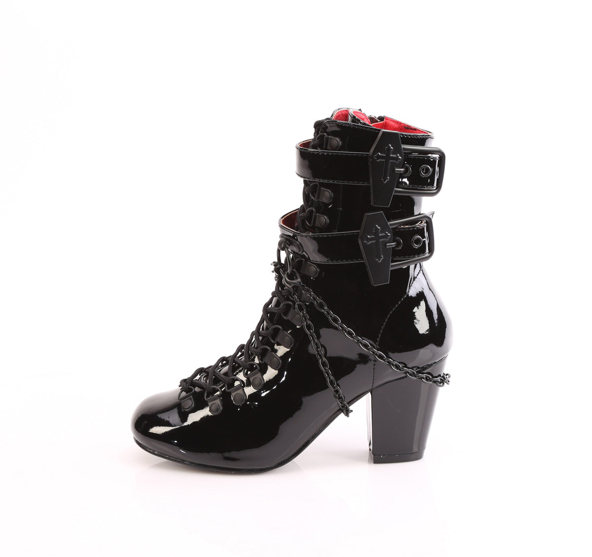 VIVIKA-128 **3" Block Heel Round Toe D-ring Lace-Up Ankle Boot,Size Zip