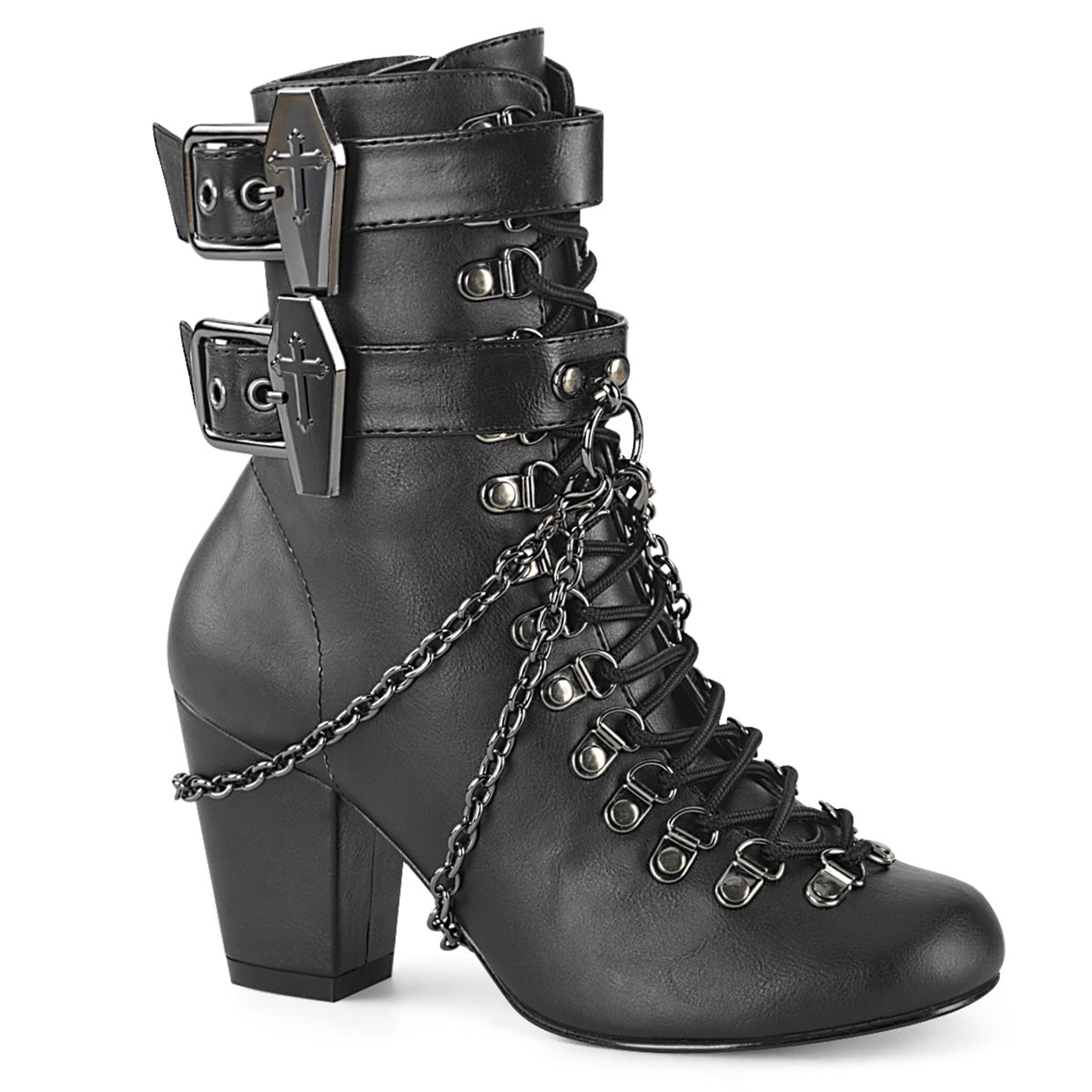 VIVIKA-128 **3" Block Heel Round Toe D-ring Lace-Up Ankle Boot,Size Zip