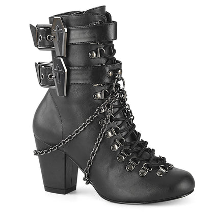 VIVIKA-128 **3" Block Heel Round Toe D-ring Lace-Up Ankle Boot,Size Zip