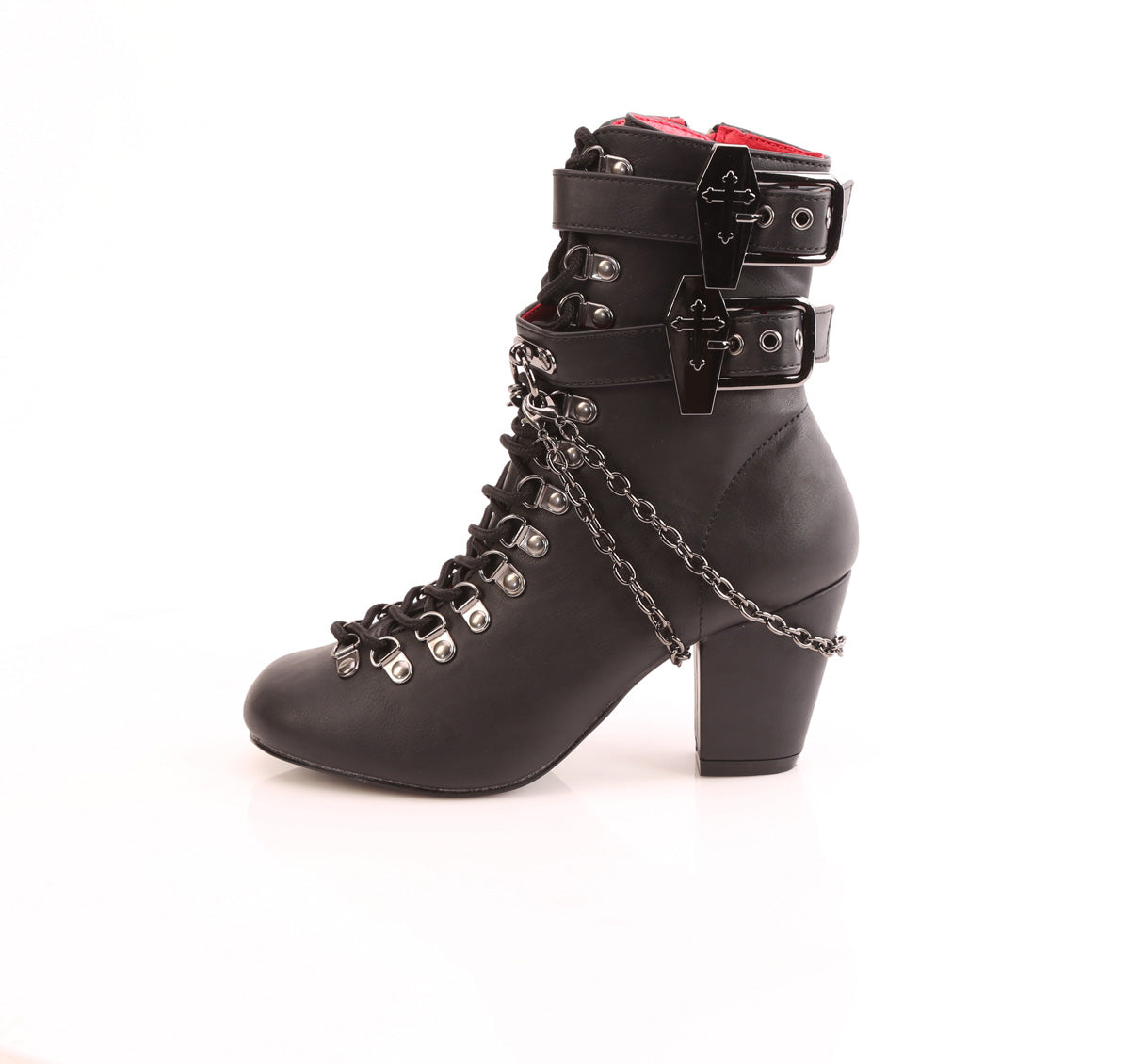 VIVIKA-128 3" Block Heel Round Toe D-ring Lace-Up Ankle Boot, Size Zip