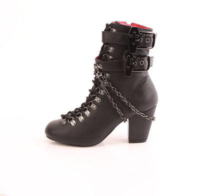 VIVIKA-128 3" Block Heel Round Toe D-ring Lace-Up Ankle Boot, Size Zip