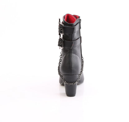 VIVIKA-128 3" Block Heel Round Toe D-ring Lace-Up Ankle Boot, Size Zip