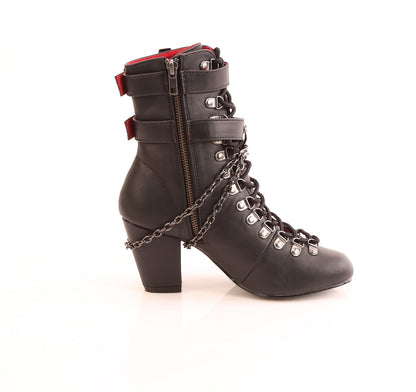 VIVIKA-128 3" Block Heel Round Toe D-ring Lace-Up Ankle Boot, Size Zip