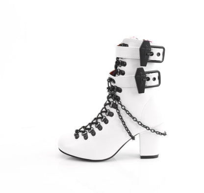 VIVIKA-128 3" Block Heel Round Toe D-ring Lace-Up Ankle Boot, Size Zip