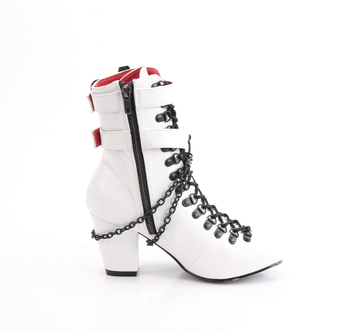 VIVIKA-128 *3" Block Heel Round Toe D-ring Lace-Up Ankle Boot,Size Zip