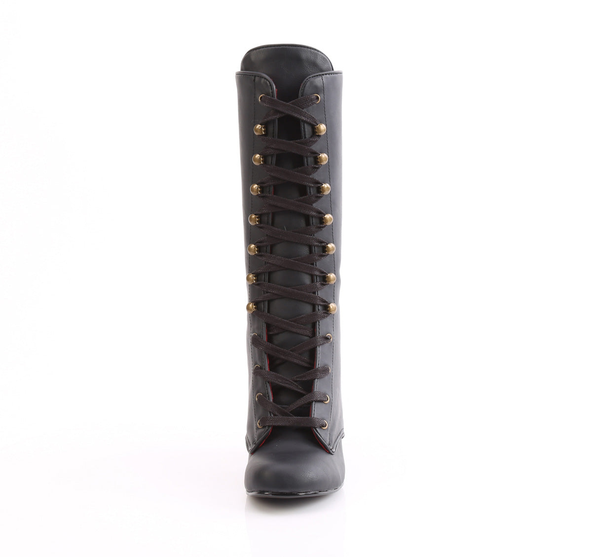 VIVIKA-205 3" Block Heel Round Toe Lace-Up Mid-Calf Boot, Size Zip
