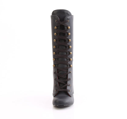 VIVIKA-205 3" Block Heel Round Toe Lace-Up Mid-Calf Boot, Size Zip