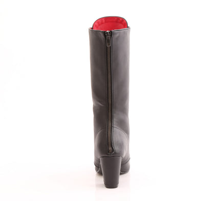 VIVIKA-205 3" Block Heel Round Toe Lace-Up Mid-Calf Boot, Size Zip