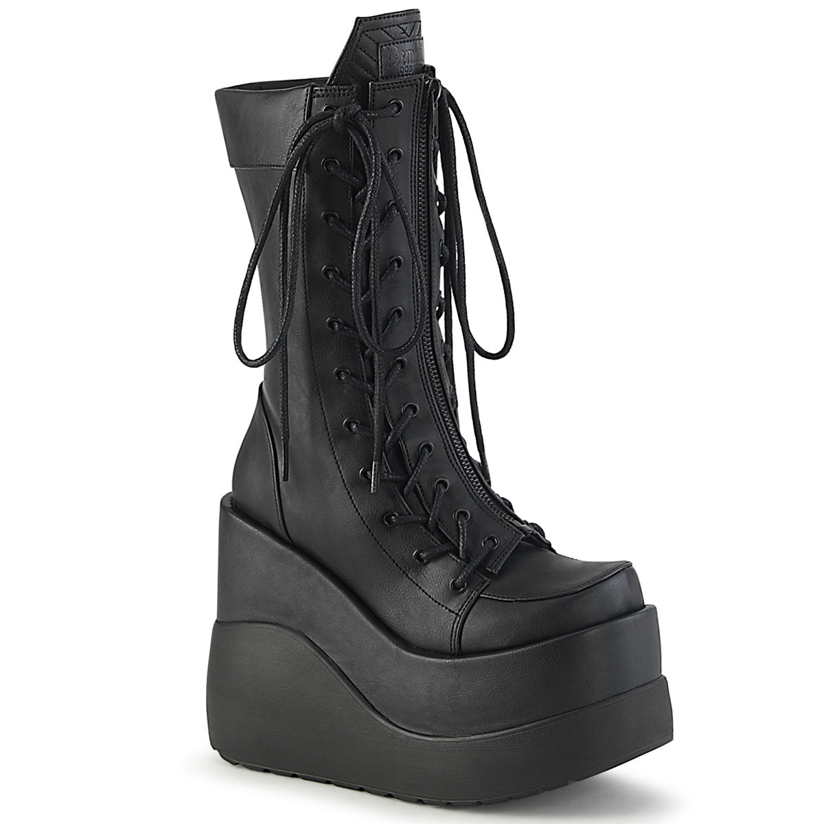 VOID-118 **5" Wedge Tiered PF Outside Lace-Up Mid-Calf BT, Center Zip