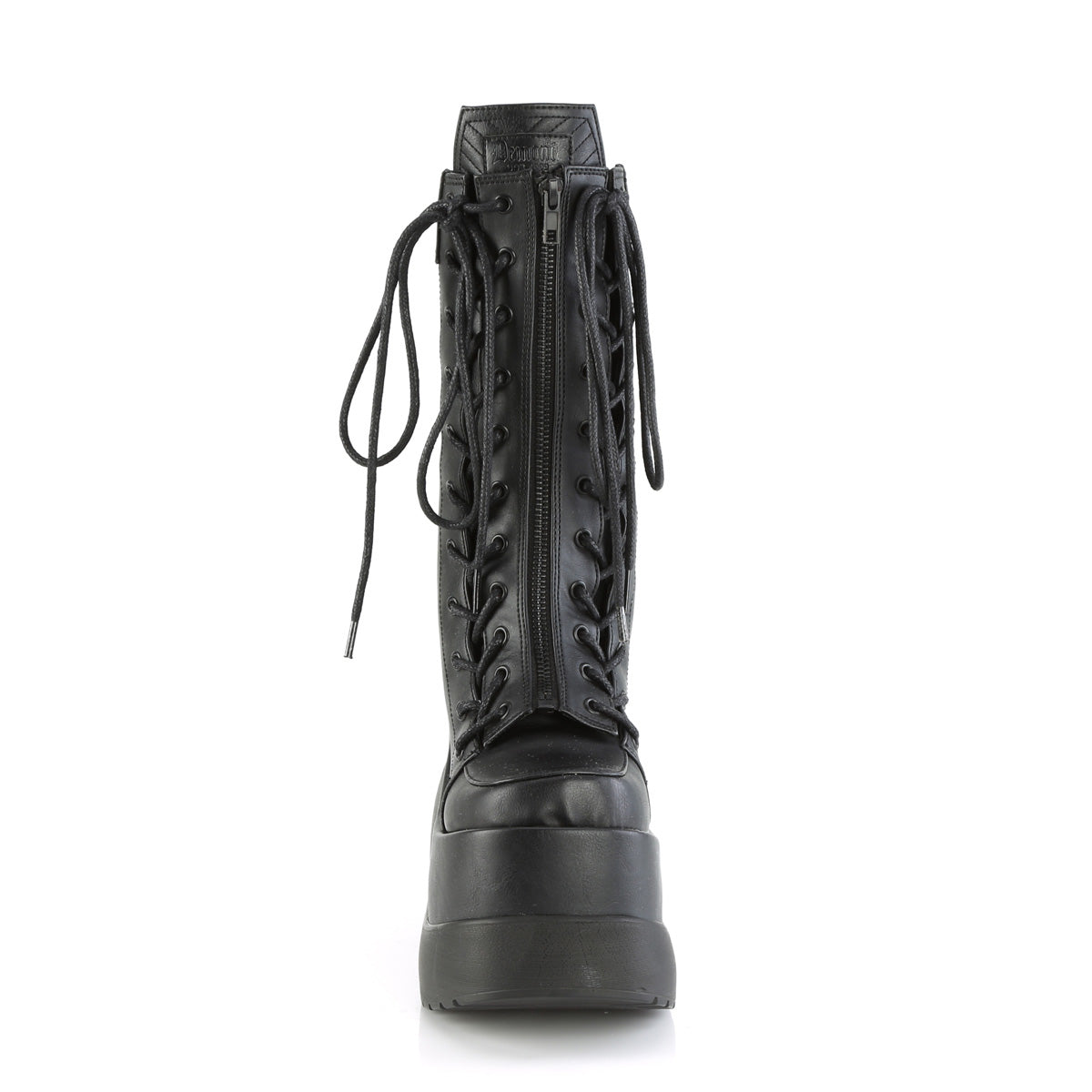 VOID-118 **5" Wedge Tiered PF Outside Lace-Up Mid-Calf BT, Center Zip