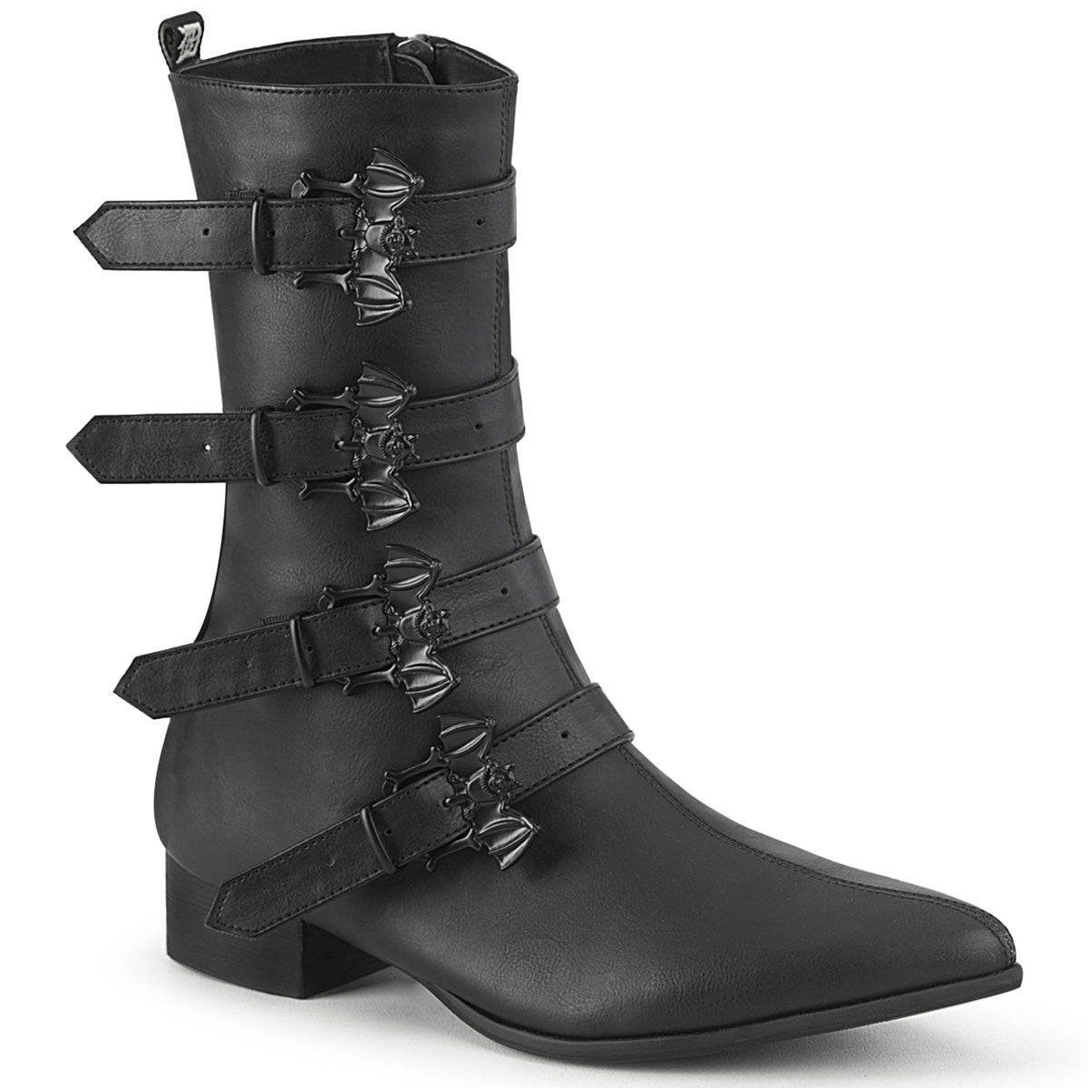 WARLOCK-110-B *1 1/2" Block Heel Pointed Toe Mid-Calf Boot, Side Zip