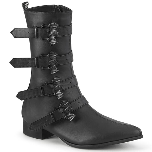 WARLOCK-110-B *1 1/2" Block Heel Pointed Toe Mid-Calf Boot, Side Zip