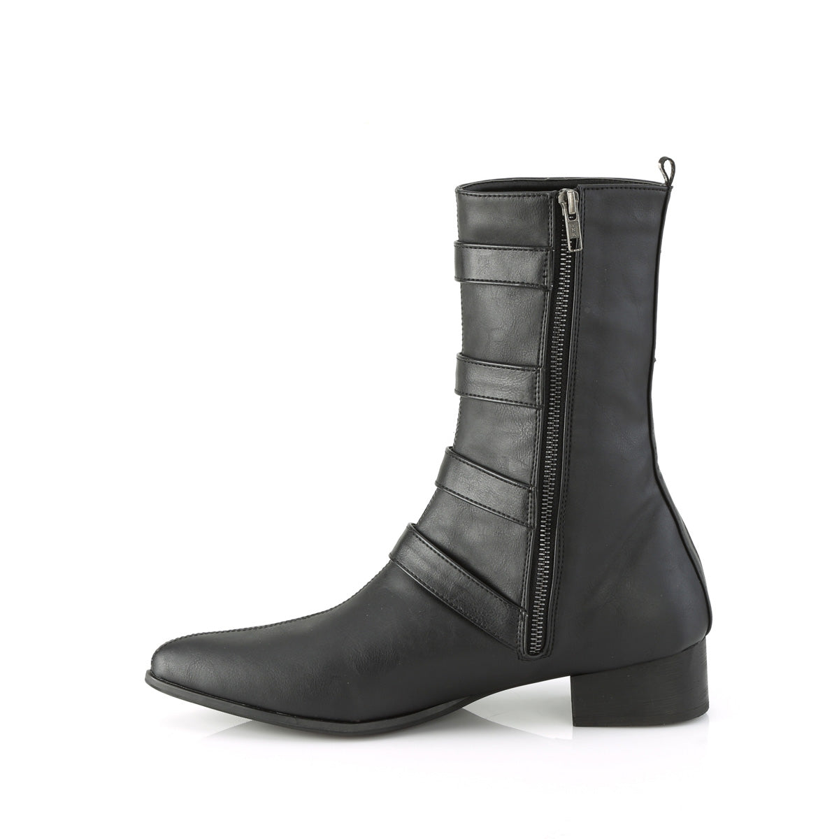 WARLOCK-110-B *1 1/2" Block Heel Pointed Toe Mid-Calf Boot, Side Zip
