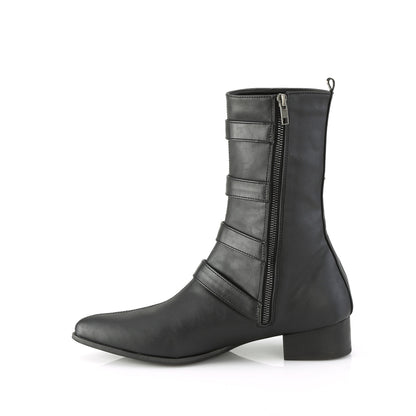 WARLOCK-110-B *1 1/2" Block Heel Pointed Toe Mid-Calf Boot, Side Zip