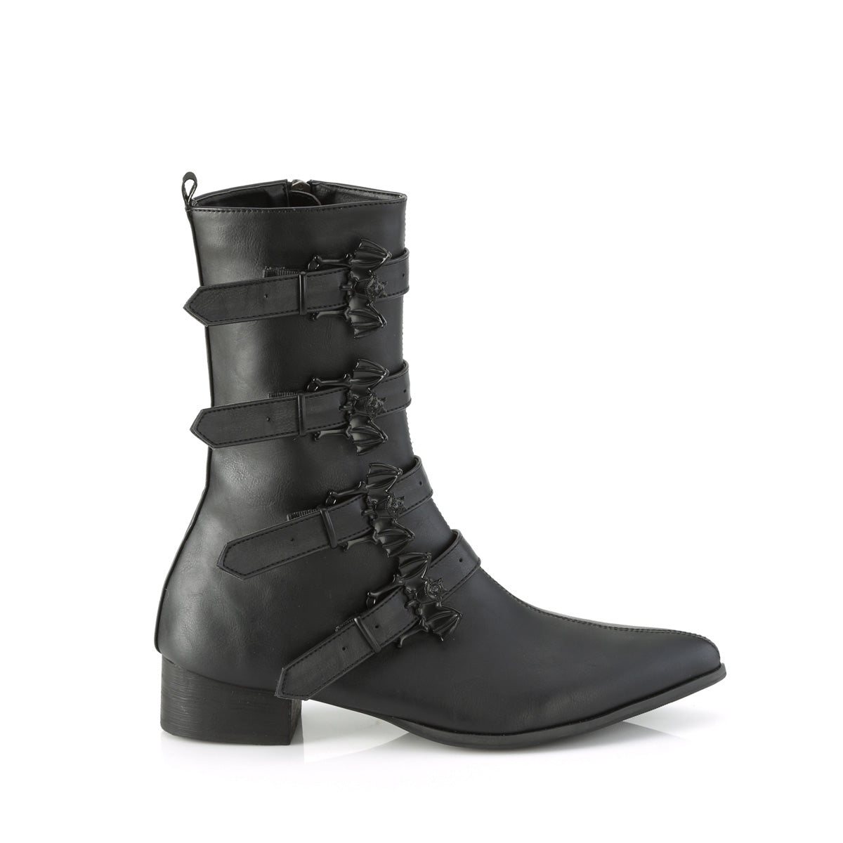 WARLOCK-110-B *1 1/2" Block Heel Pointed Toe Mid-Calf Boot, Side Zip