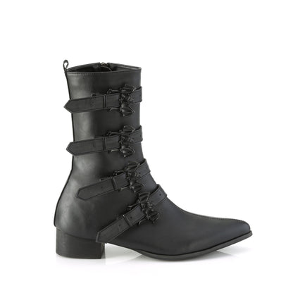 WARLOCK-110-B *1 1/2" Block Heel Pointed Toe Mid-Calf Boot, Side Zip