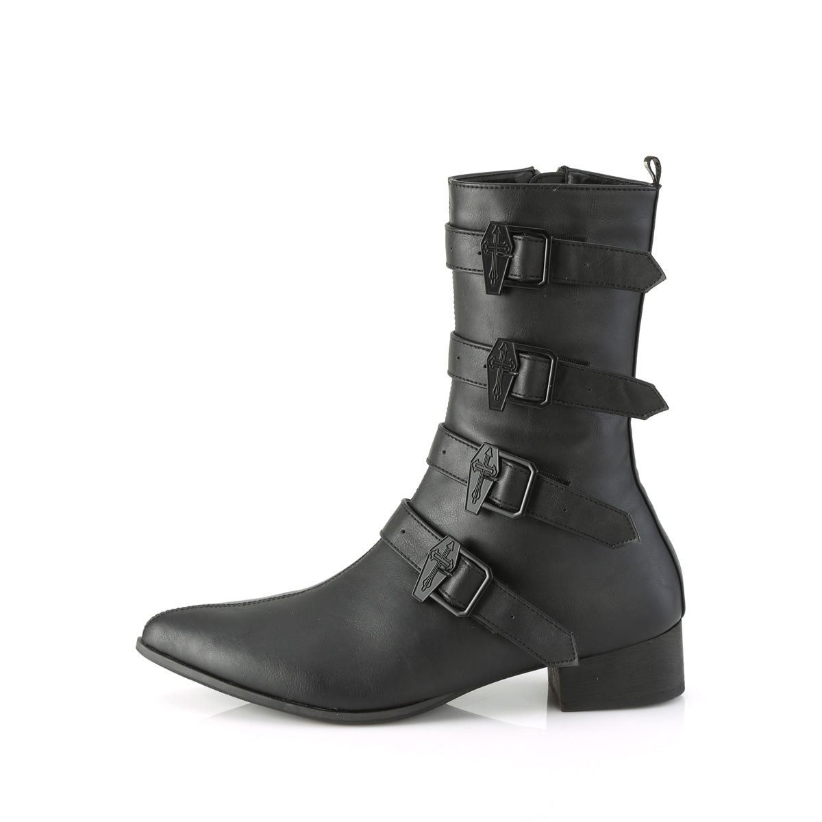 WARLOCK-110-C *1 1/2" Block Heel Pointed Toe Mid-Calf Boot, Side Zip