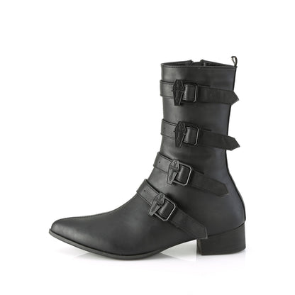 WARLOCK-110-C *1 1/2" Block Heel Pointed Toe Mid-Calf Boot, Side Zip