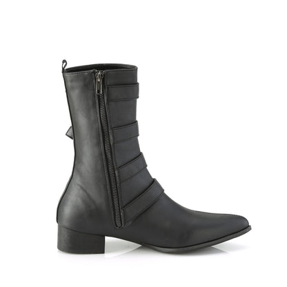 WARLOCK-110-C *1 1/2" Block Heel Pointed Toe Mid-Calf Boot, Side Zip