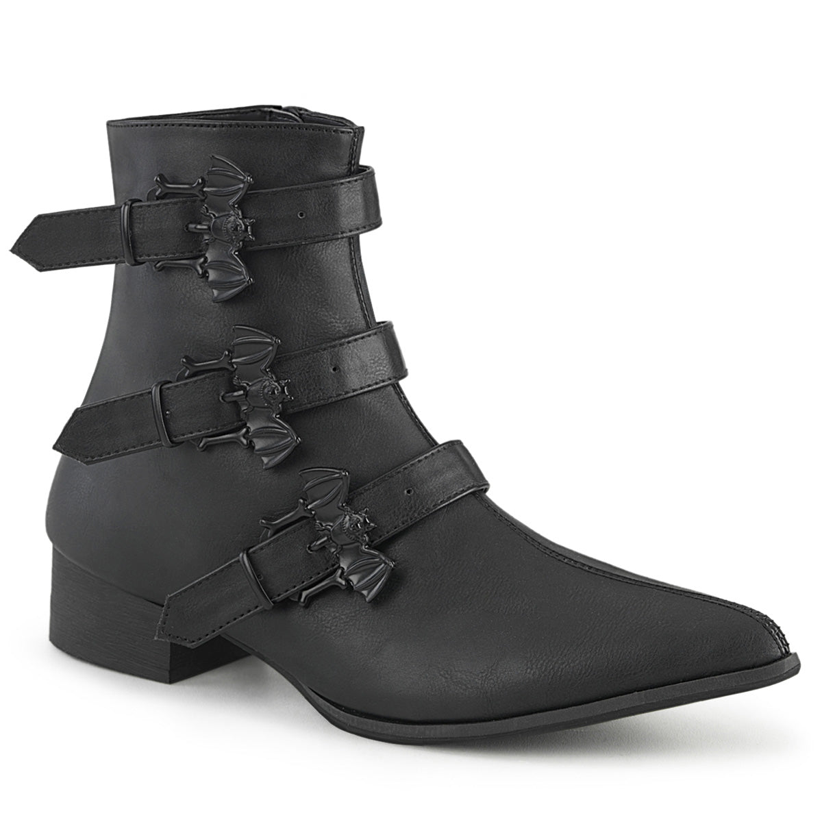 WARLOCK-50-B *1 1/2" Block Heel Pointed Toe Ankle Boot, Side Zip