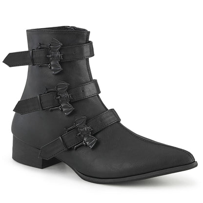 WARLOCK-50-B *1 1/2" Block Heel Pointed Toe Ankle Boot, Side Zip