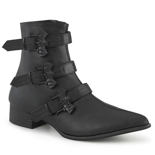WARLOCK-50-B *1 1/2" Block Heel Pointed Toe Ankle Boot, Side Zip