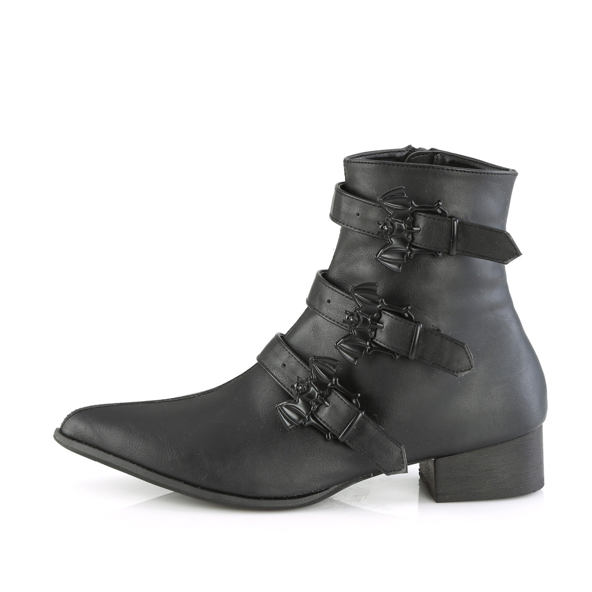 WARLOCK-50-B *1 1/2" Block Heel Pointed Toe Ankle Boot, Side Zip